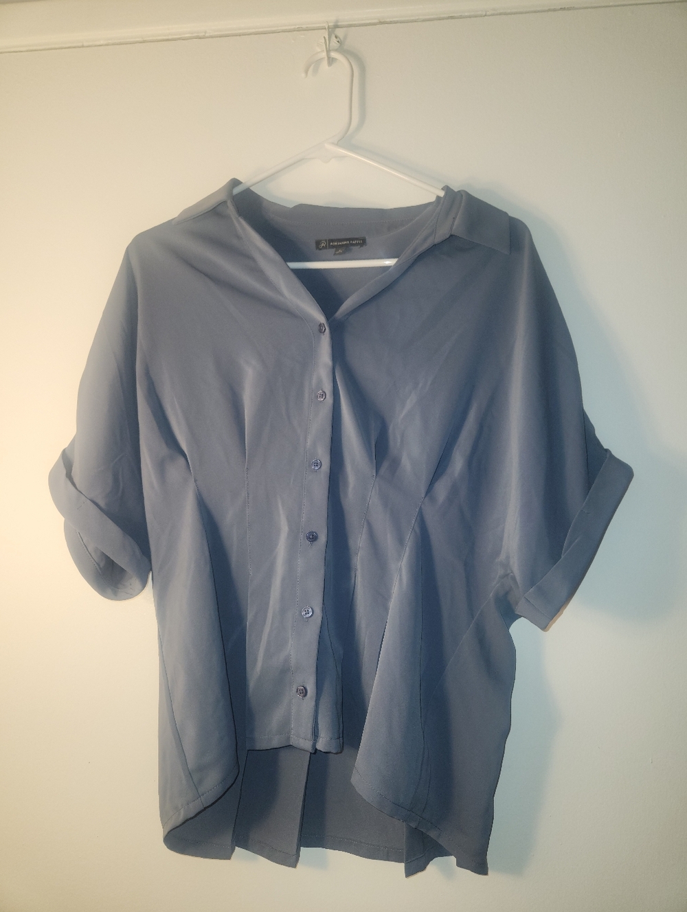 Adrianna Papell Slate Blue Button-Up Blouse